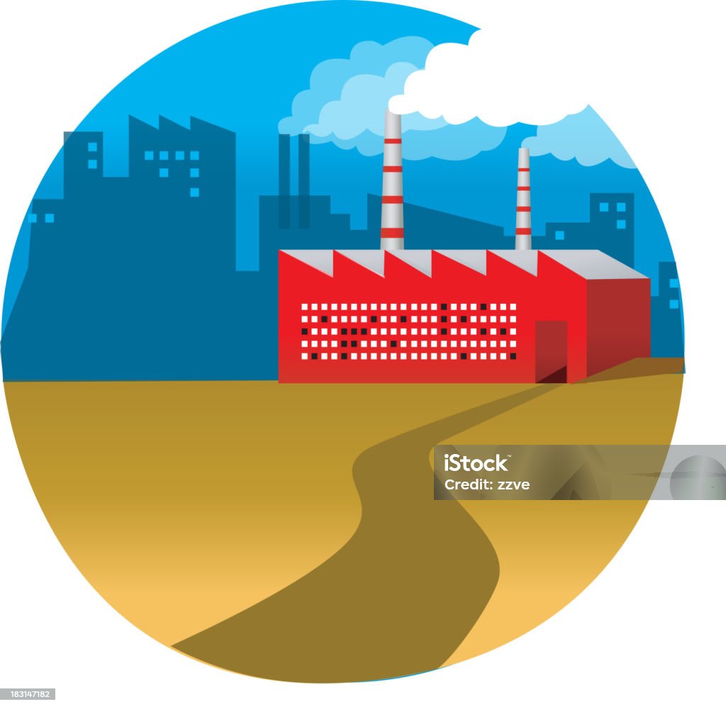 Chemin menant à une usine - clipart vectoriel de Architecture libre de droits