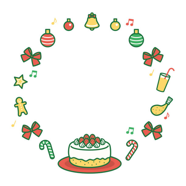 illustrations, cliparts, dessins animés et icônes de cadre vectoriel d’icônes d’ornement de noël - cookie christmas gingerbread man candy cane
