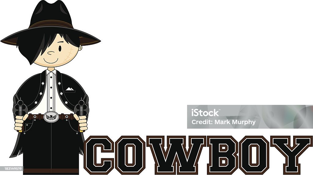 Süße Cowboy-Illustration Lernen zu lesen - Lizenzfrei Alphabet Vektorgrafik