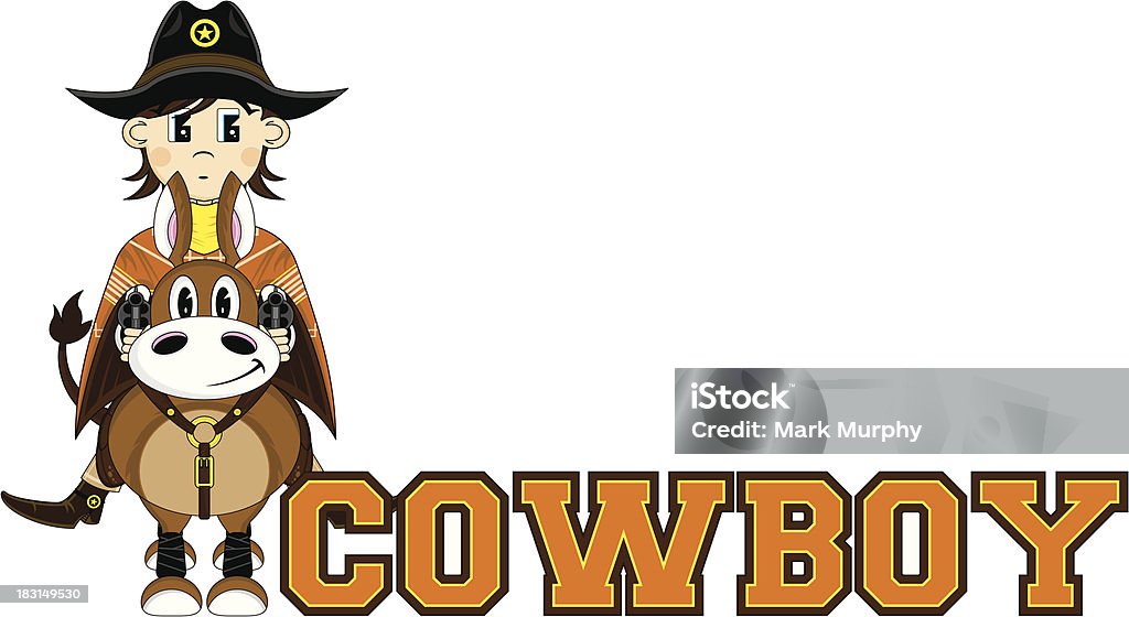 Linda Cowboy aprender a leer medio - arte vectorial de Aprender libre de derechos