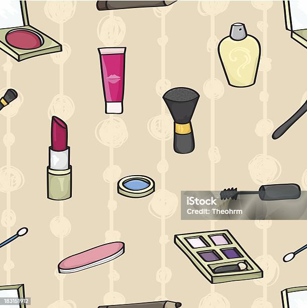 Cartoon Cosmetics Seamless Background Stock Illustration - Download Image Now - Adult, Backgrounds, Beauty