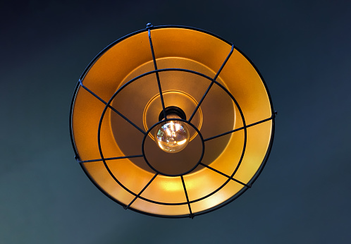 Ceiling pendants in vintage stlye decorated in the coffee shop.