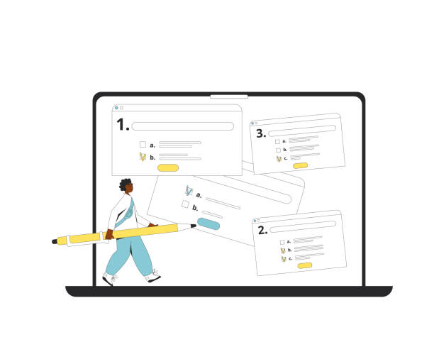 egzamin online. test edukacyjny - questionnaire quality control checklist exam stock illustrations