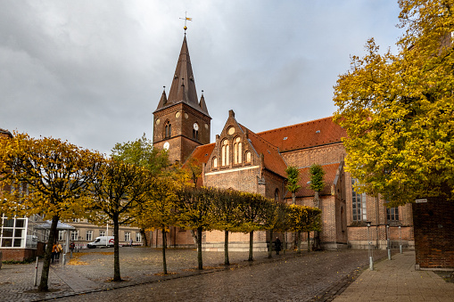 Kolding, Denmark, Oct 30, 2023  The Saint Nicolas Church in the downtown