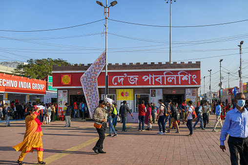People gathered at the International Kolkata Book Fair, organized by Publishers and Booksellers at Boimela Prangan, Salt Lake Central Park, West Bengal, India on February 07, 2023