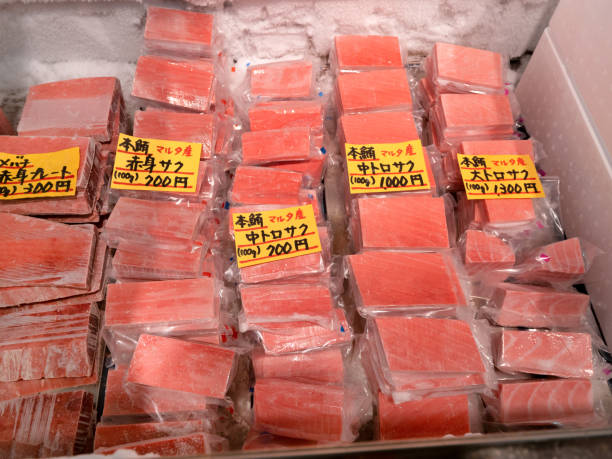 istock Frozen tuna lined up at the market 1831520939