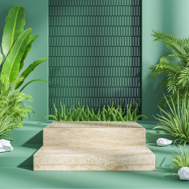 istock Wood podium  with naturel background for product display .3d rendering 1831521862