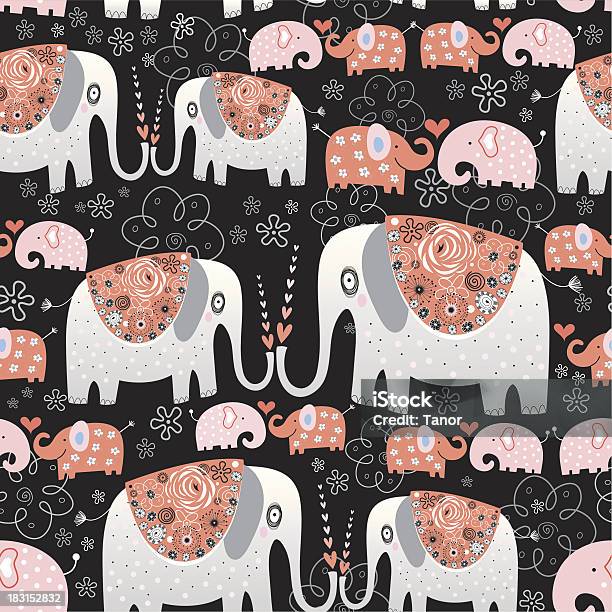 Texture Di Elefanti Ornamentale - Immagini vettoriali stock e altre immagini di Abilità - Abilità, Amore, Animale