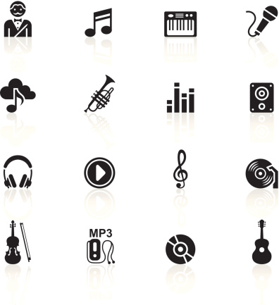 A collection of different music related icons.