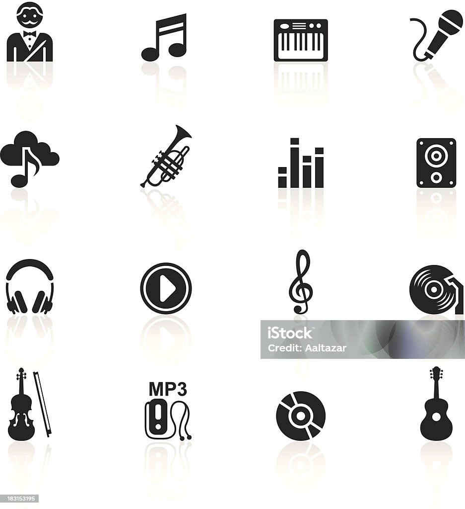 Black Symbols - Music A collection of different music related icons. In Silhouette stock vector