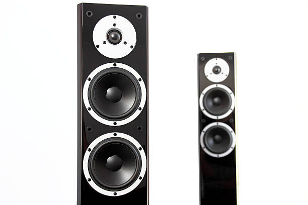 istock Pair of black audio speakers 183154472