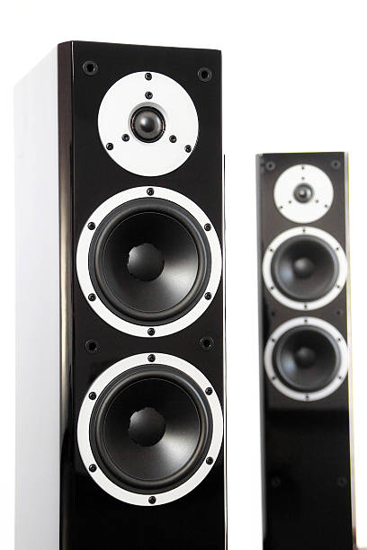 istock Pair of black audio speakers 183154473