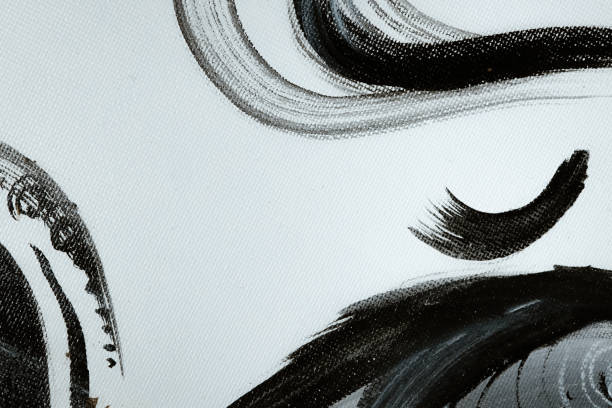 istock Dark brush strokes on a textured canvas. 1831545107