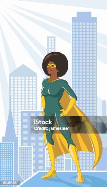 Superheroine - Arte vetorial de stock e mais imagens de Super-Herói - Super-Herói, Origem Africana, Mulheres