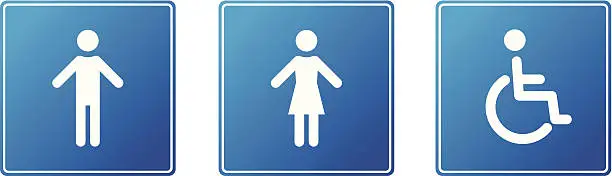 Vector illustration of Restroom, toilette icons - blue