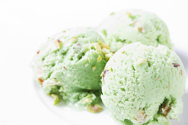 istock Pistachio ice cream on a white background. 183157216