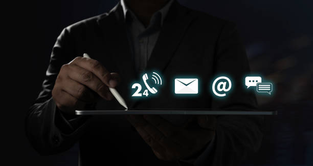 istock Businessman call 24 support services Call center support Assistance customer services Internet Business Technology 1831580482