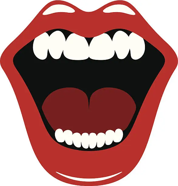 Vector illustration of Close up of Rolling Stones mouth logo