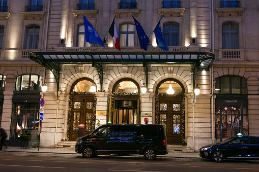 Paris, France. 03 december. 2023. Luxury hotel located in the 8th arrondissement of the capital.