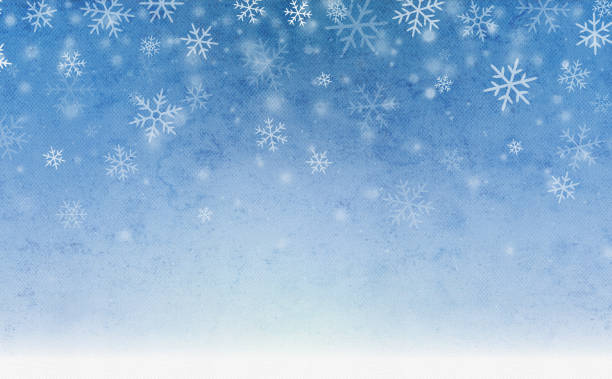 istock Watercolor illustration of Christmas with snowflakes falling 1831622294