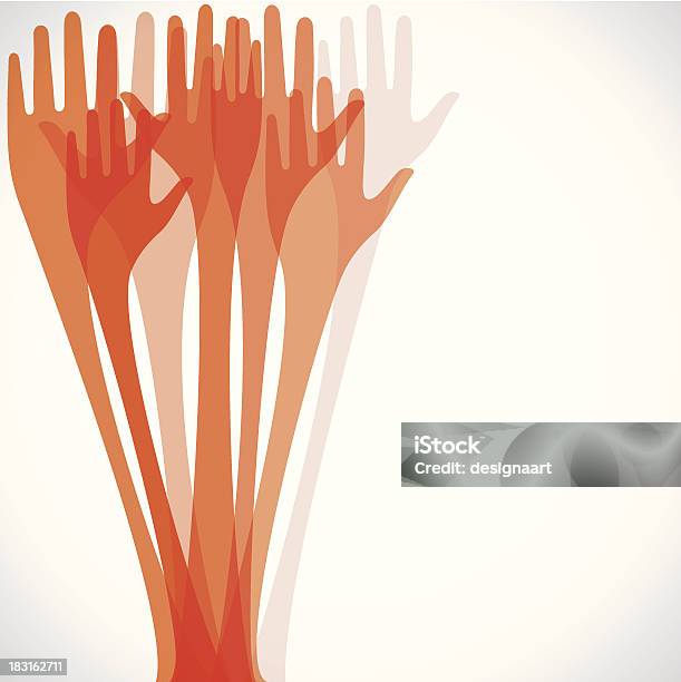 Mão De Fundo - Arte vetorial de stock e mais imagens de Liderança - Liderança, Mão Levantada, Voluntário