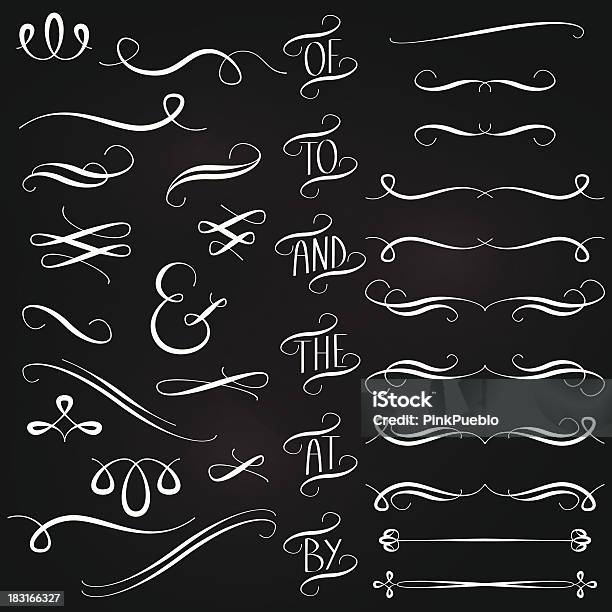 Vector Collection Of Chalkboard Style Words Decoration Ornaments And Dividers Stock Illustration - Download Image Now