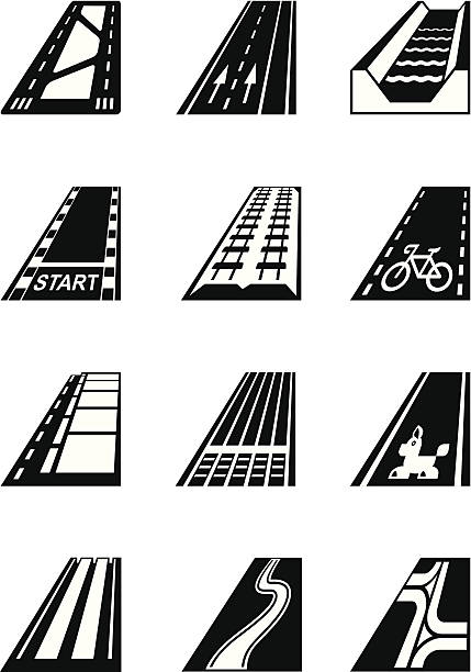различные типы дорог - тротуар stock illustrations