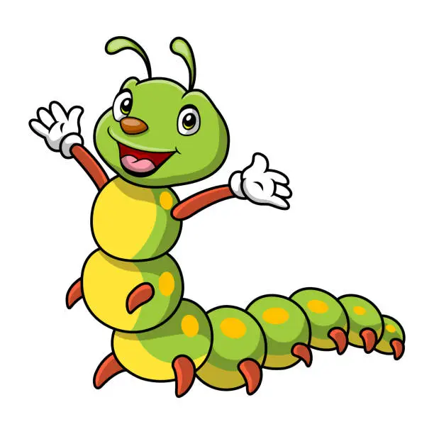 Vector illustration of Cute caterpillar cartoon on white background
