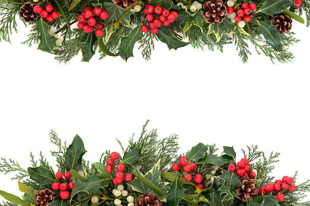 istock Christmas Holly border covered at top and bottom 183171708