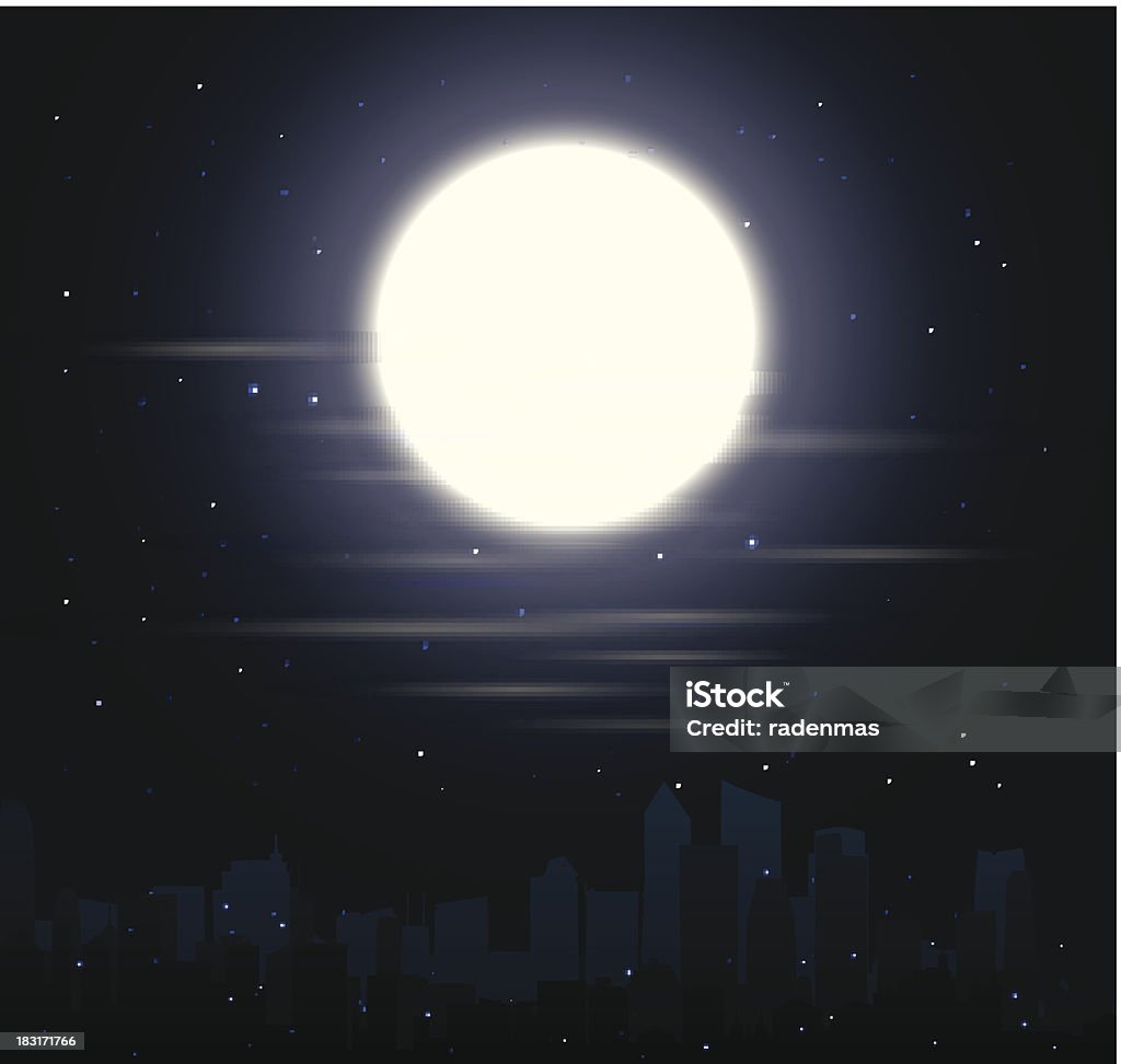 Horizon de la ville et de la Lune - clipart vectoriel de Abstrait libre de droits