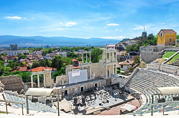 Amphitheatre Views The old amphitheater of Plovdiv, Bulgaria. bulgarian culture photos stock pictures, royalty-free photos & images
