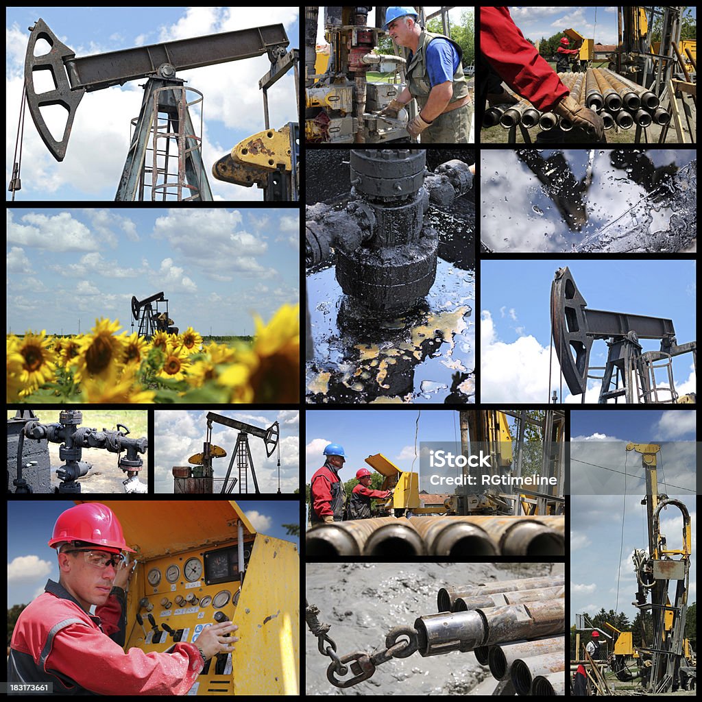 Industria de petróleo y Gas-Collage - Foto de stock de Girasol libre de derechos