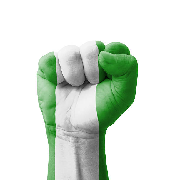 istock Fist of Nigeria flag painted, multi purpose concept 183175994