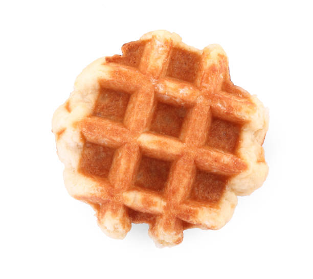 istock One delicious Belgian waffle isolated on white, top view 1831780693