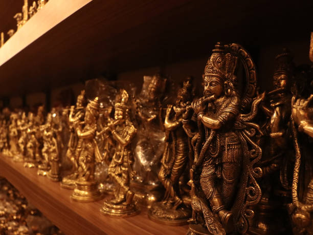 handcrafted lord krishna playing flute idols