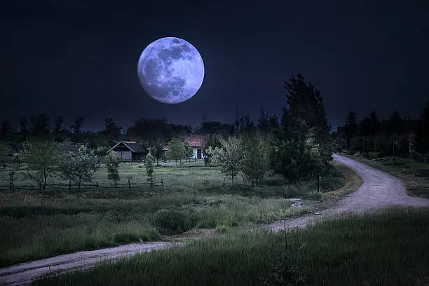 Photo of Moonrise over farm