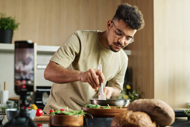 Blogger Frying Food in Pan
