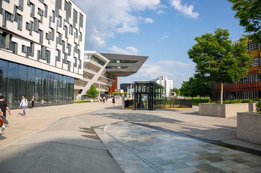Vienna, Austria - June 16, 2023: Academic Building of the Vienna University of Economics and Business