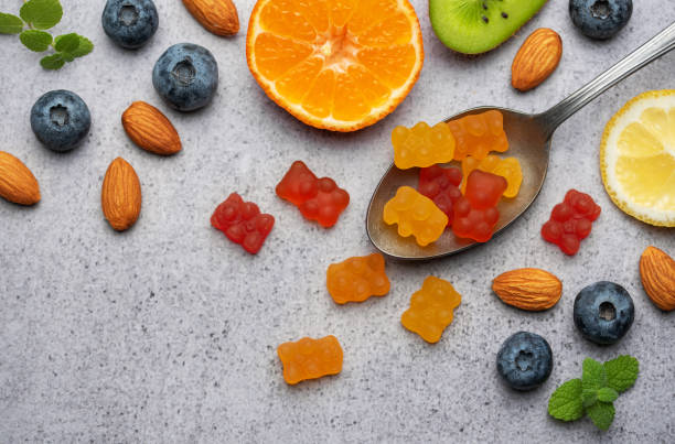 istock Chewable gummy vitamins and fruits 1831831118