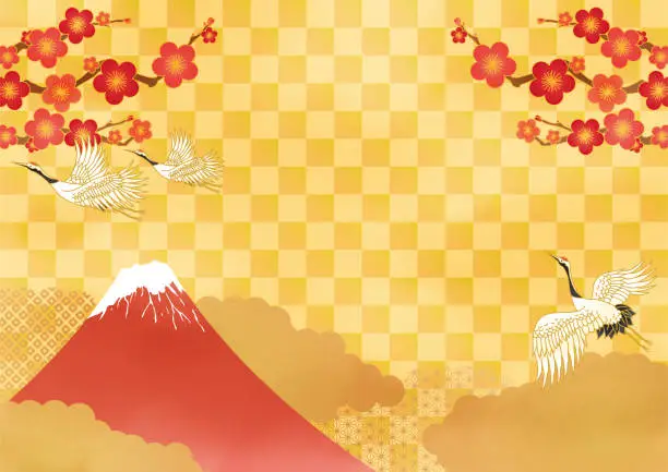 Vector illustration of Gold Fuji Japanese Pattern Background Template