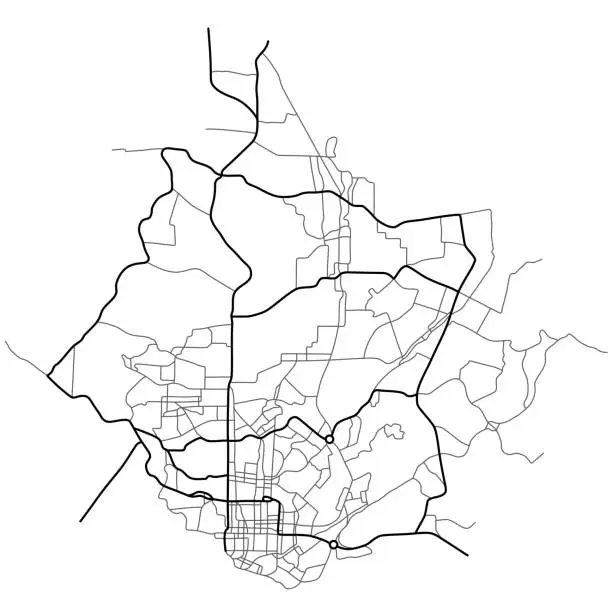Vector illustration of Manaus Brazil city map. Line scheme of roads. Town streets on the plan. Urban environment, architectural background. Vector