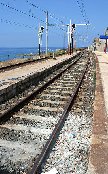 istock Railway line in the station 183189179