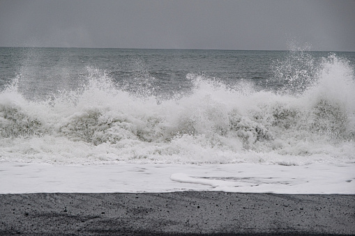 North Atlantic waves washing up on the shores of Iceland