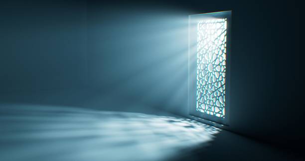 istock The floor is illuminated by the natural light filtering through a window with floral ornamentation. 1831907494