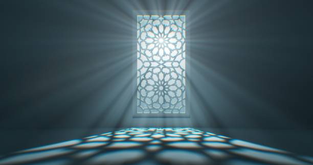 istock The floor is gently illuminated by the soft light emanating from a window with floral ornamentation. 1831908028