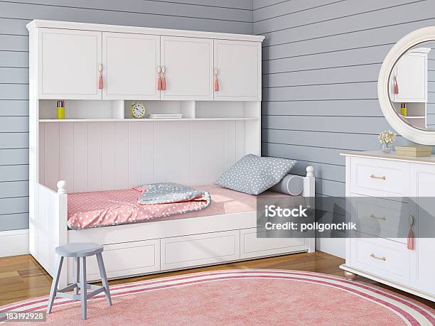 Childrens Bedroom Stock Photo - Download Image Now - Bed - Furniture, Bedroom, Blue