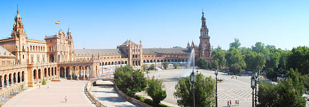 플라자 드 에스파냐 siviglia 있는 - plaza de espana seville victorian architecture architectural styles 뉴스 사진 이미지