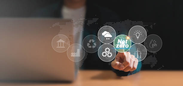 istock Net zero by 2050, carbon neutral, greenhouse gas emissions reduction targets. 1832002243