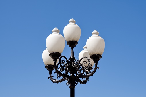 lamp on the street and background is the sky