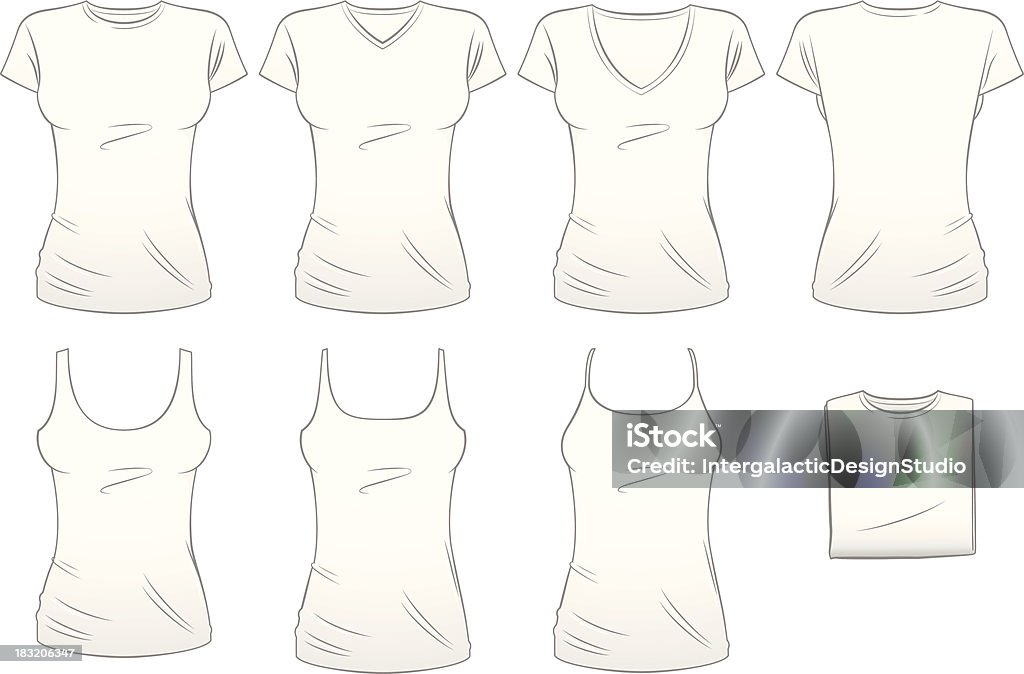 Blank Women's T-shirts and Tank Tops Updated, modern silhouettes for the best women's tees on iStock. T-Shirt stock vector
